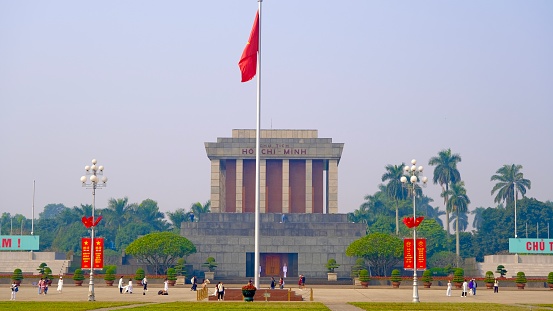 November 18 2022 - Hanoi, Vietnam : The President Ho Chi Minh Mausoleum, a large memorial in downtown Hanoi.