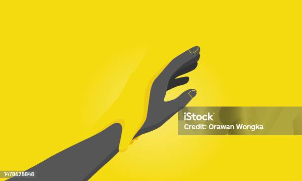 Yellow Support Hand Holding Hands And Hand Helping On Yellow Background Flat Vector ...
