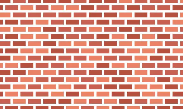 Vector illustration of Flat cartoon old red brick wall background. texture pattern for continuous replicate.