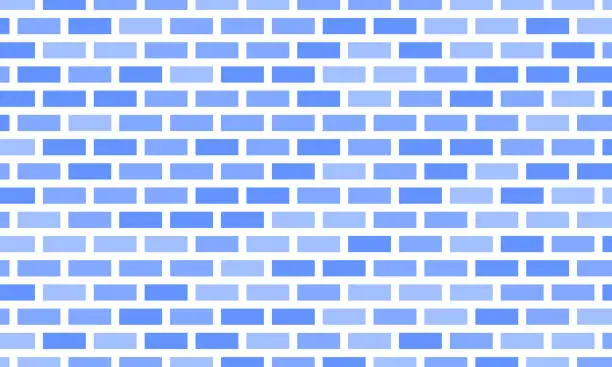 Vector illustration of Flat cartoon blue brick wall background. texture pattern for continuous replicate.