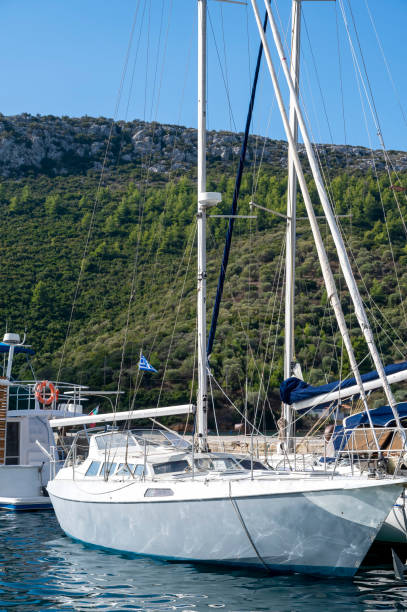 istock Moored boat near a village in Greece 1478651204