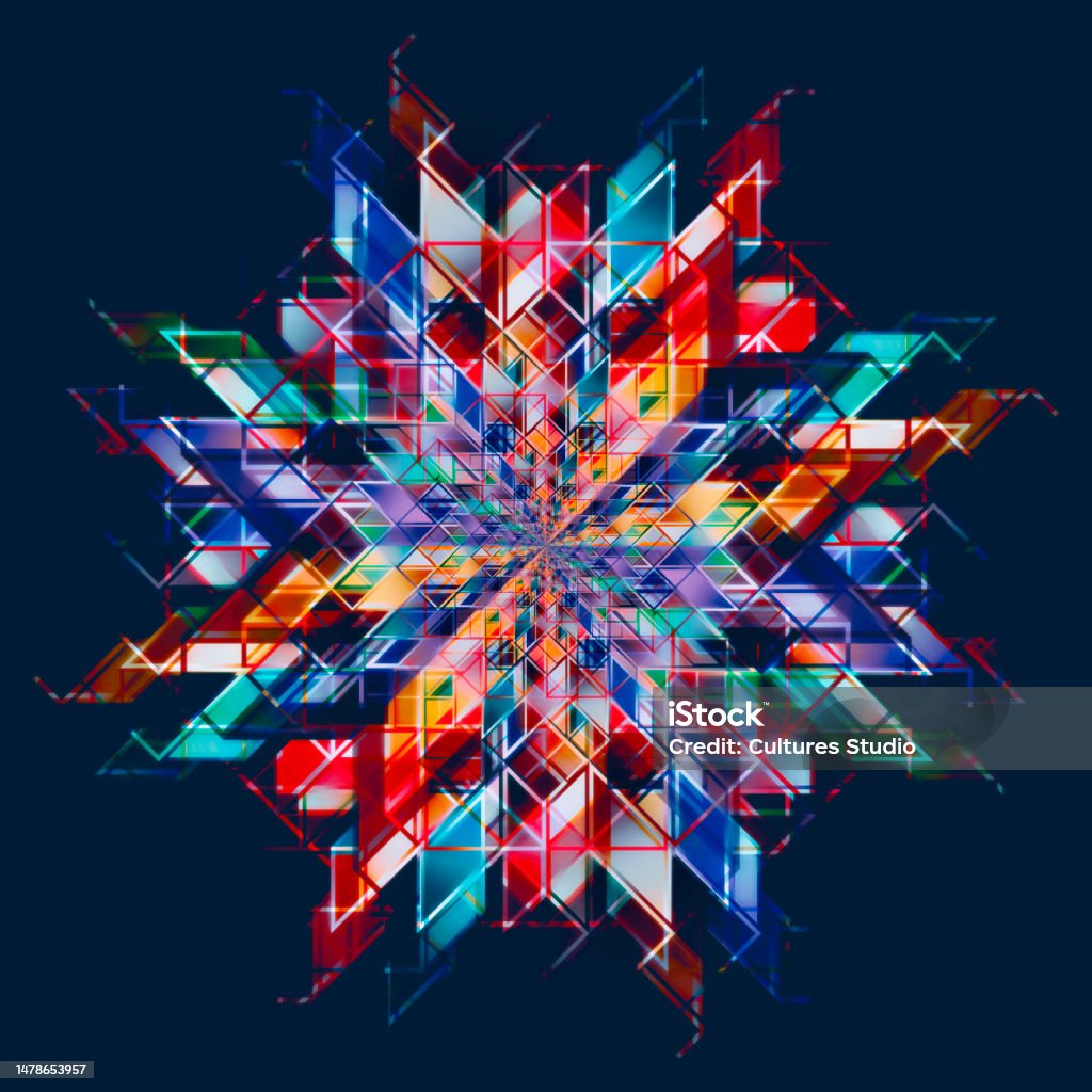 Geometric Pattern Object Fractal Object Geometric Design Multicolored Pattern Navy Blue ...