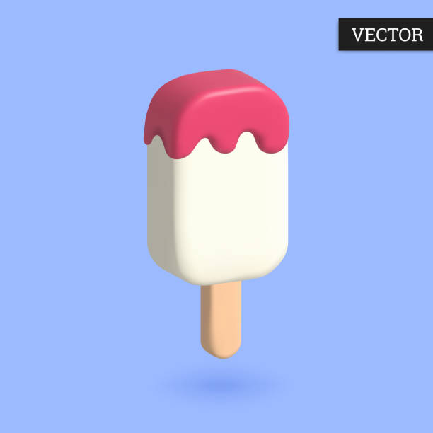 istock Ice cream 3d icon in cartoon style. Milk ice cream with berry topping. 1478658228