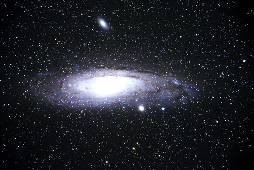 Andromeda galaxy Night photography deep sky. Astrophotography