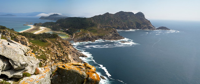 panoramic Cies islands in Galicia