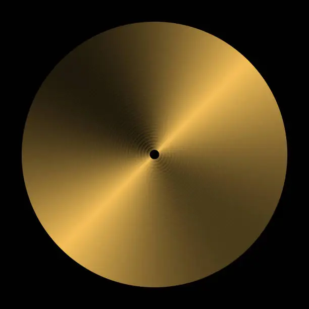 Vector illustration of Metal golden disk, thin tracks, reflecting light