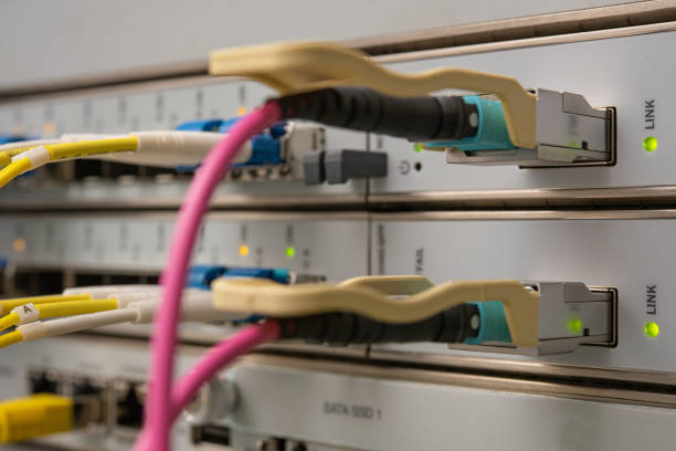 istock Fiber optic cable with QSFP, fast internet connection, close up 1478668341