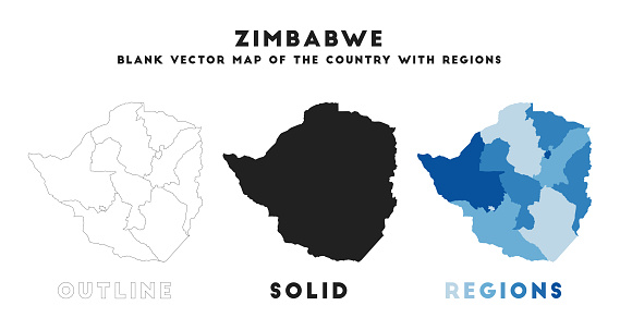 Zimbabwe map. Borders of Zimbabwe for your infographic. Vector country shape. Vector illustration.