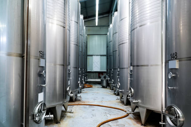 istock Metal wine storage tanks in a winery 1478671652