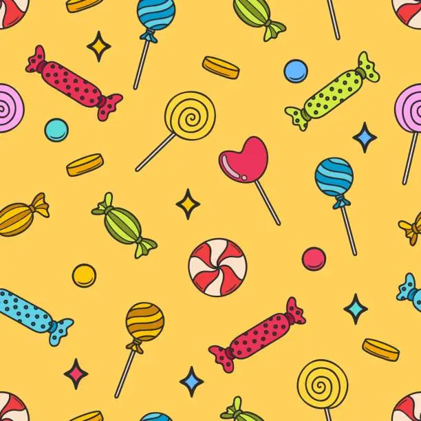 Vector illustration of Vector seamless pattern with colorful candies.