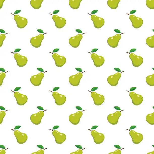 Vector illustration of Sweet pear seamless pattern organic healthy fruits background.