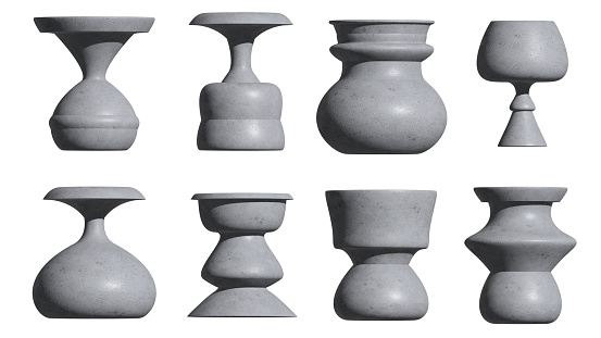 3D stone Pot design with white Background