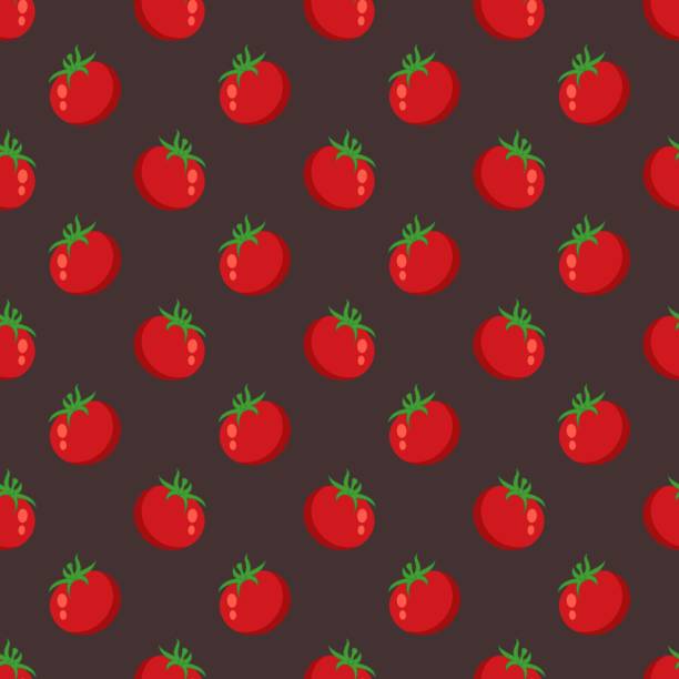 бесшовный рисунок из нарезанных спелых помидоров, выделенных на белом фоне. - white background green pattern tomato stock illustrations