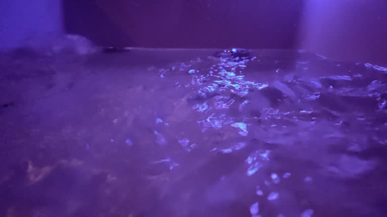 Water coming out from jets on hot tub water