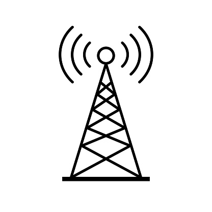 Simple radio tower icon. Communication tower. Editable vector.