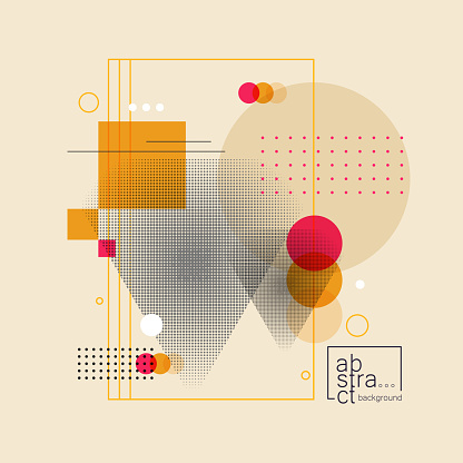 Retro abstract geometric background. The poster with the flat figures stock illustration