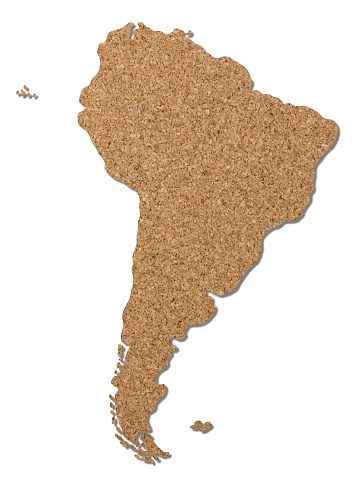 Simplified 3D map of South America, with Venezuela highlighted. Digital 3D render.