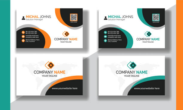 편집 가능한 깨끗한 현대 기업 명함 템플릿 디자인 - phone card stock illustrations