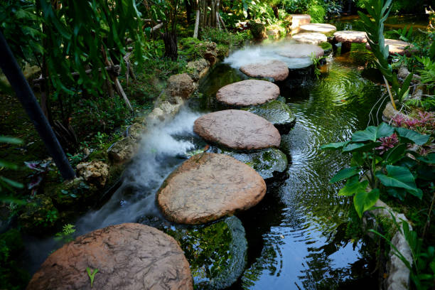 istock stream with stone footpath in the garden 1478694112