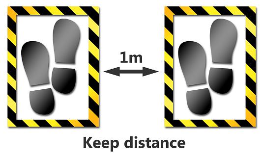 3d rendering illustration of keep distance, social distancing for 1 meter