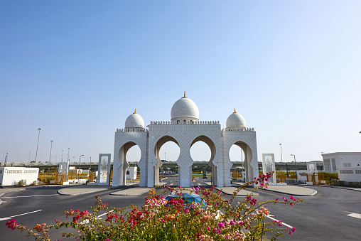 Jumeirah Mosque entrance gates at daylight. Dubai, United Arab Emirates