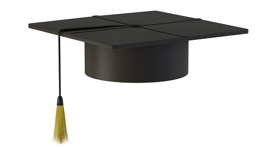 Graduation cap isolated on white background with clipping path. School, Student, Education, graduation and diploma concept