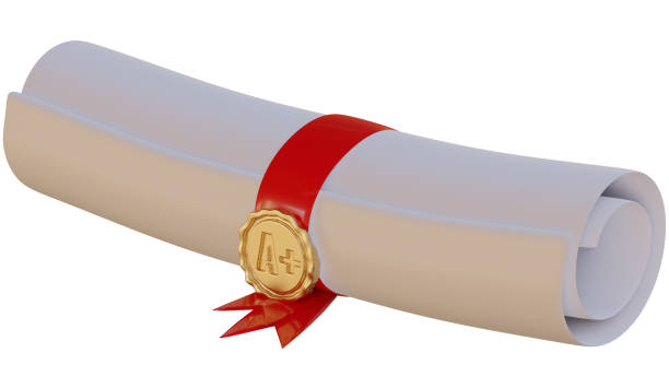 istock Diploma scroll with ribbon isolated on white background with clipping path. 1478711353