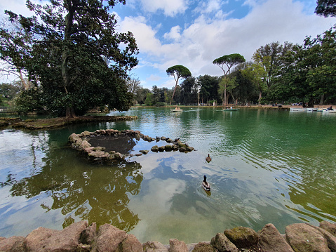 Lake at Villa Borghese park, Rome, Italy