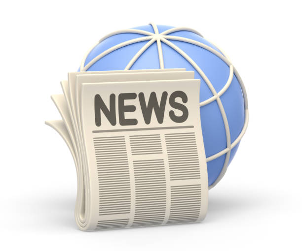 istock Realistic 3d icon of printed newspaper and world globe 1478715753