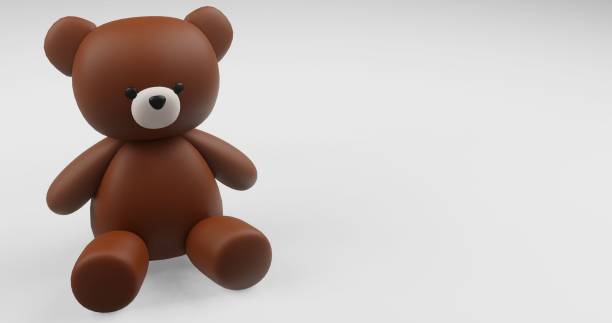 istock Digital 3D render of a cute smooth brown teddy bear figure on a white background 1478720011