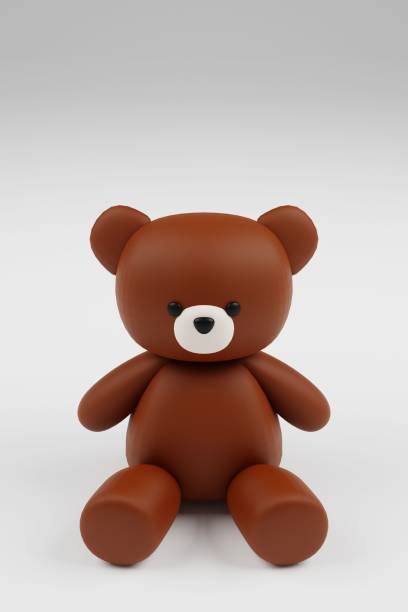 istock Digital 3D render of a cute smooth brown teddy bear figure on a white background 1478720017
