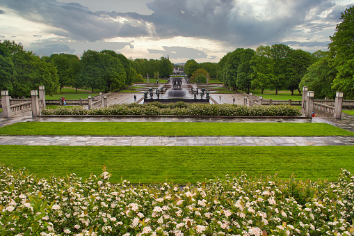 Oslo, Norway – May 28, 2015: Oslo, Norway, May 2015: View on Frogner Park as seen from Monolith monument by Vigeland.