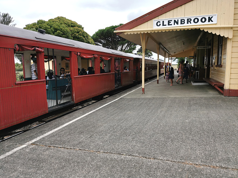 Auckland, New Zealand – January 17, 2021: View of Glenbrook Vintage Railway station