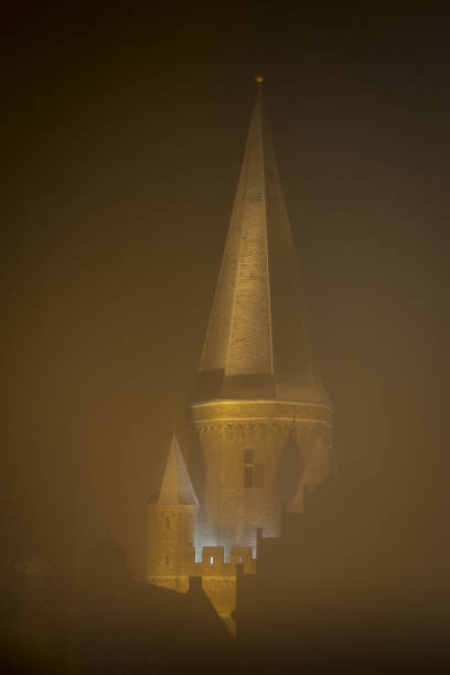 istock Sharp pointy dragon scale rooftop of historic medieval building 1478726361