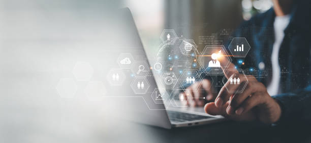 istock Customer Relationship Management ,Businessman hold of global structure , Data exchanges development. customer service, social media, digital marketing online 1478729141