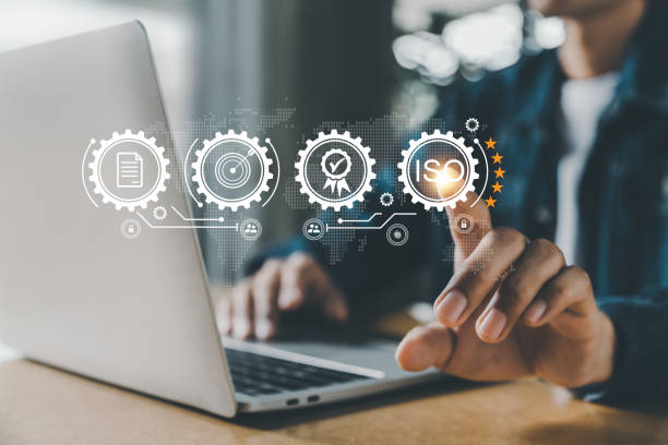 istock businessman working with computers  service Quality assurance, Guarantee, Standards, ISO . 1478729179