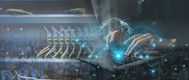 istock Bussiness hand using laptop , Concept of networking or remote work Global business network , internet world . 1478729181