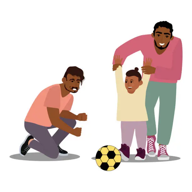 Vector illustration of Happy family enjoying time together, having fun