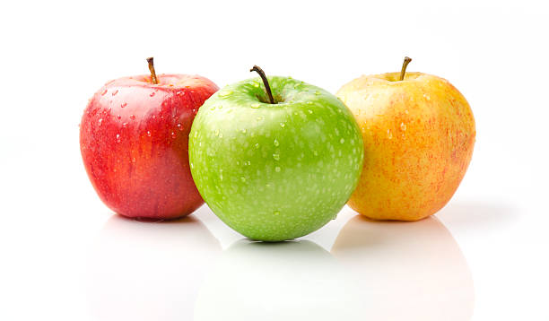 istock Green, Yellow and Red Apples with Dewdrops 147873172