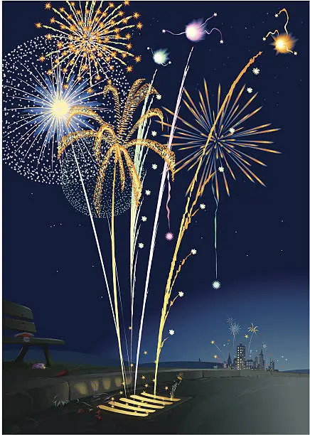 Vector illustration of New Years Firework from the Sewer