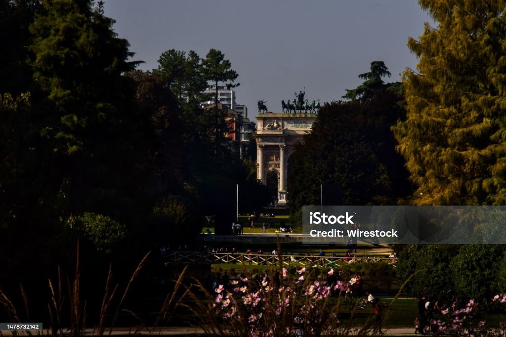 Porta Sempione City Gate Captured From The Park In Milan Italy Stock ...