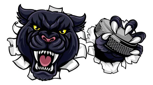 Vector illustration of Panther Ice Hockey Player Animal Sports Mascot