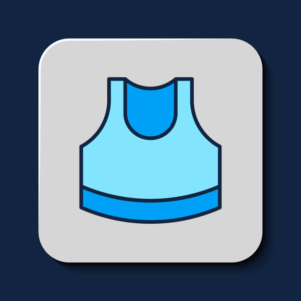 istock Filled outline Female crop top icon isolated on blue background. Undershirt. Vector 1478735494
