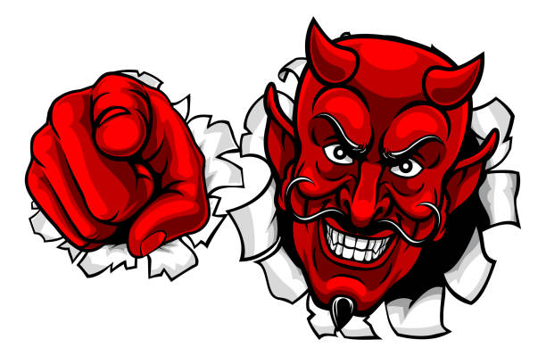 Devil Satan Mascot Cartoon Character Pointing Devil satan mascot cartoon character pointing at the viewer in a needs or wants you gesture uncle sam broke stock illustrations