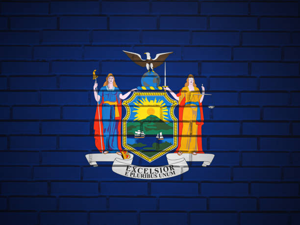 istock Brick wall New York state flag 1478736307