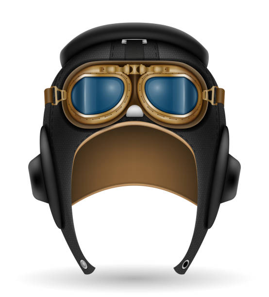 retro style pilot helmet vector illustration vector art illustration