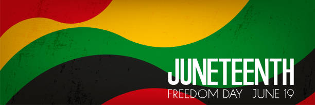 Juneteenth greeting panoramic concept. Juneteenth Freedom Day June 19 poster, vector banner design, card, festive concept. African - American Independence day. juneteenth stock illustrations