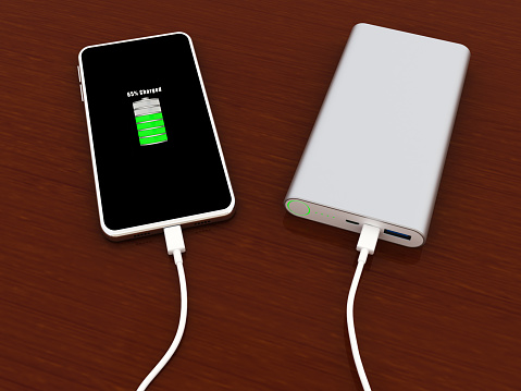 Phone charging from power bank. Digitally Generated Image
