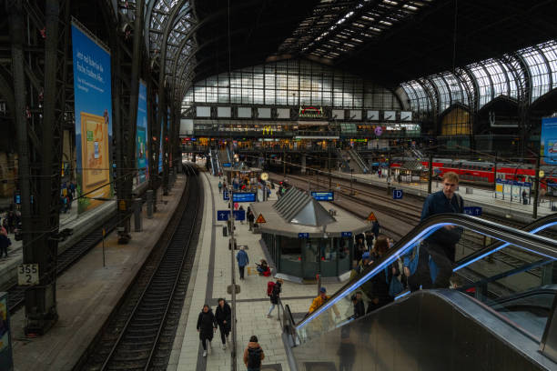 Hamburg, Germany - 03 30,2023: inside the historic Hamburg station building
