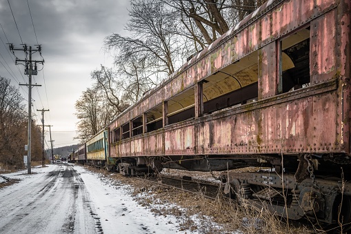 An old abandoned train car